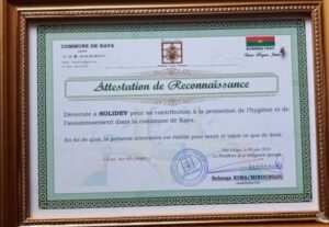 Attestation de reconnaissance décernée à SOLIDEV